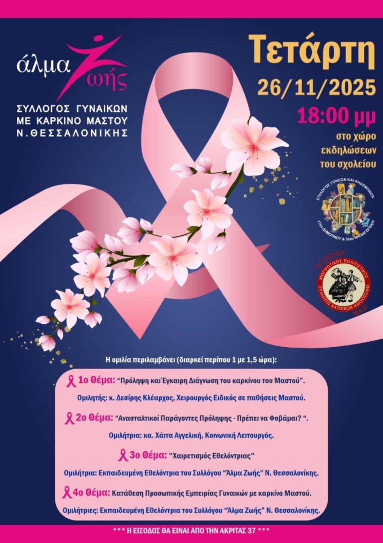 Ενημερωτική Εκδήλωση για την Πρόληψη του Καρκίνου του Μαστού